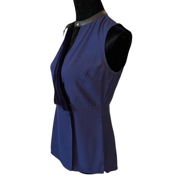 Elie Tahari Leather & Velvet Trim Top XS - Picture 5 of 9